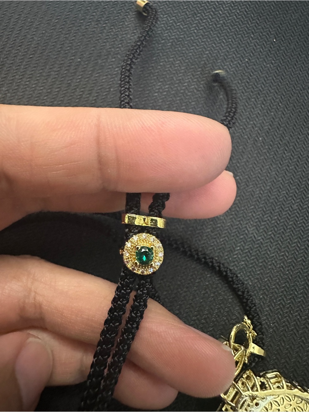 Elegant Green Jade Pendant Necklace with Gold Accents - Picture 4 of 7